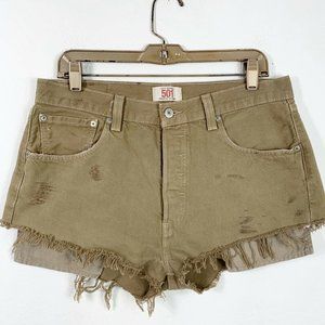 Levis 33 Cut Offs Distressed Shorts Button Fly